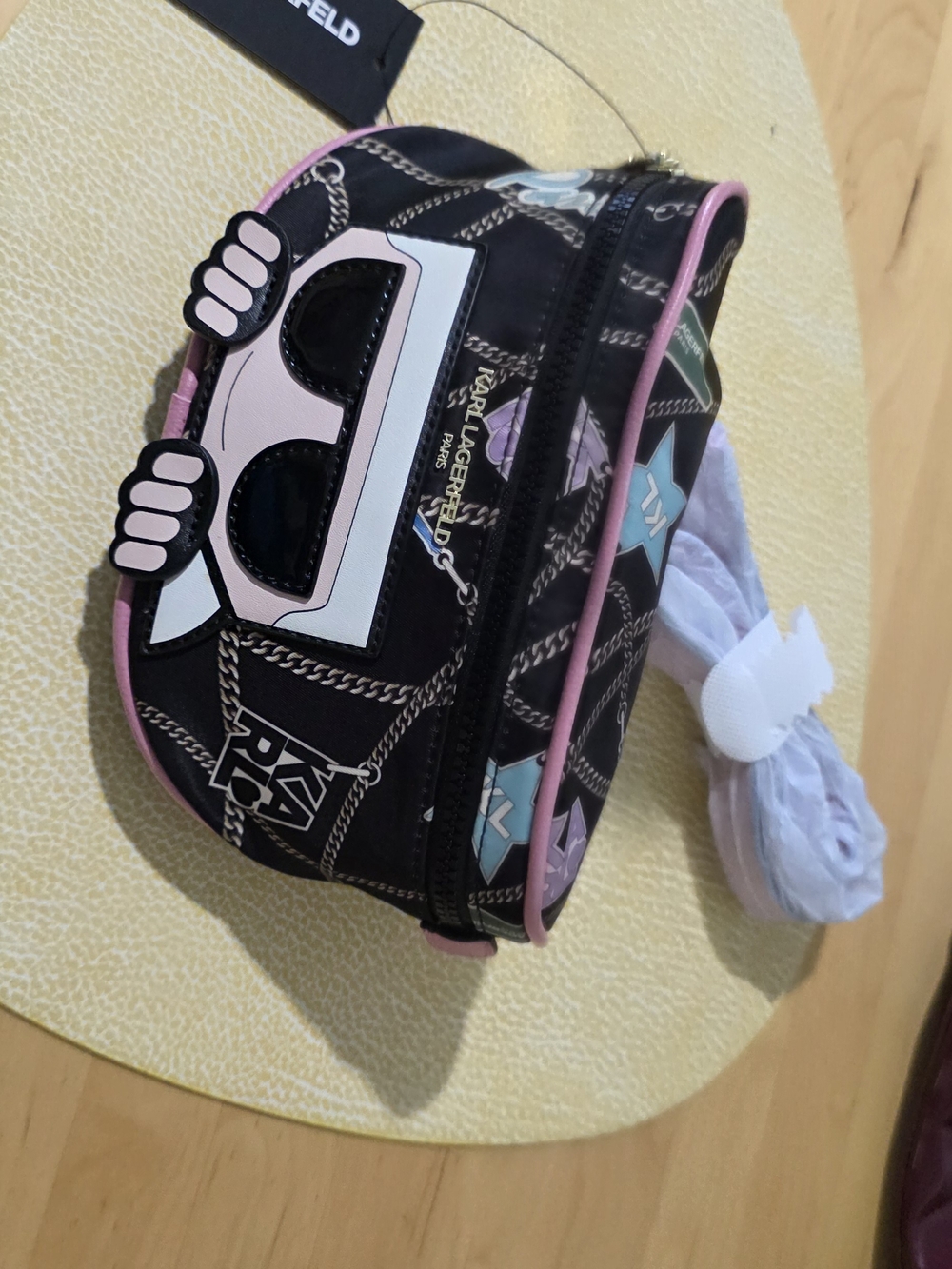 Karl Lagerfeld Black and Pink Crossbody Pouch